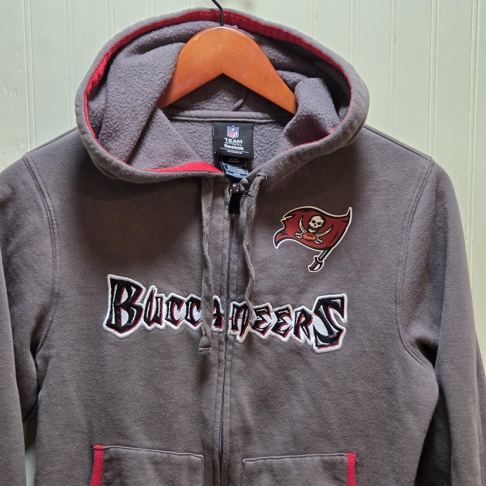 Tampa Bay‎ Buccaneers Hoodie Womens Small Gray NFL Football Reebok Zip Up Fleece